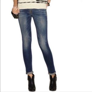 R13 Alison Crop Distressed Jeans in Blue sz 26